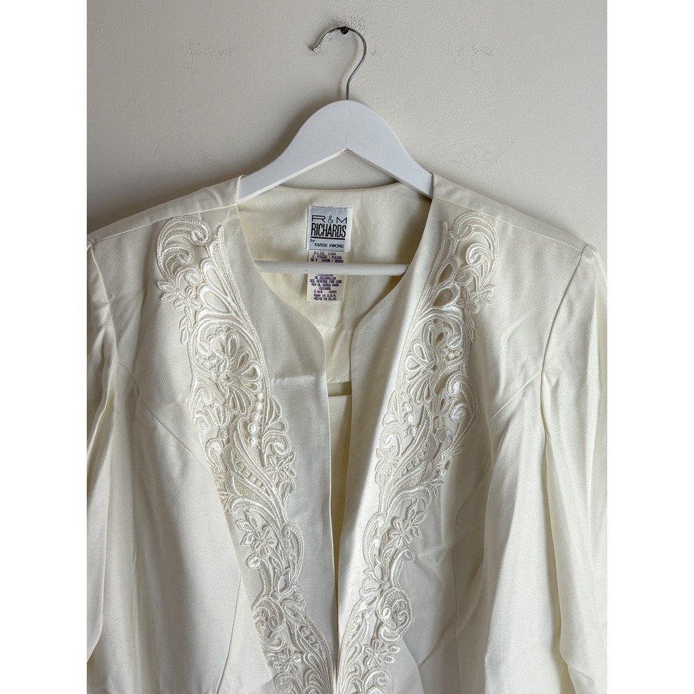 NWT R&M Richards by Karen Kwong Vintage Ivory Beaded Lace 2-Piece Blazer Set 18W - Picture 3 of 12